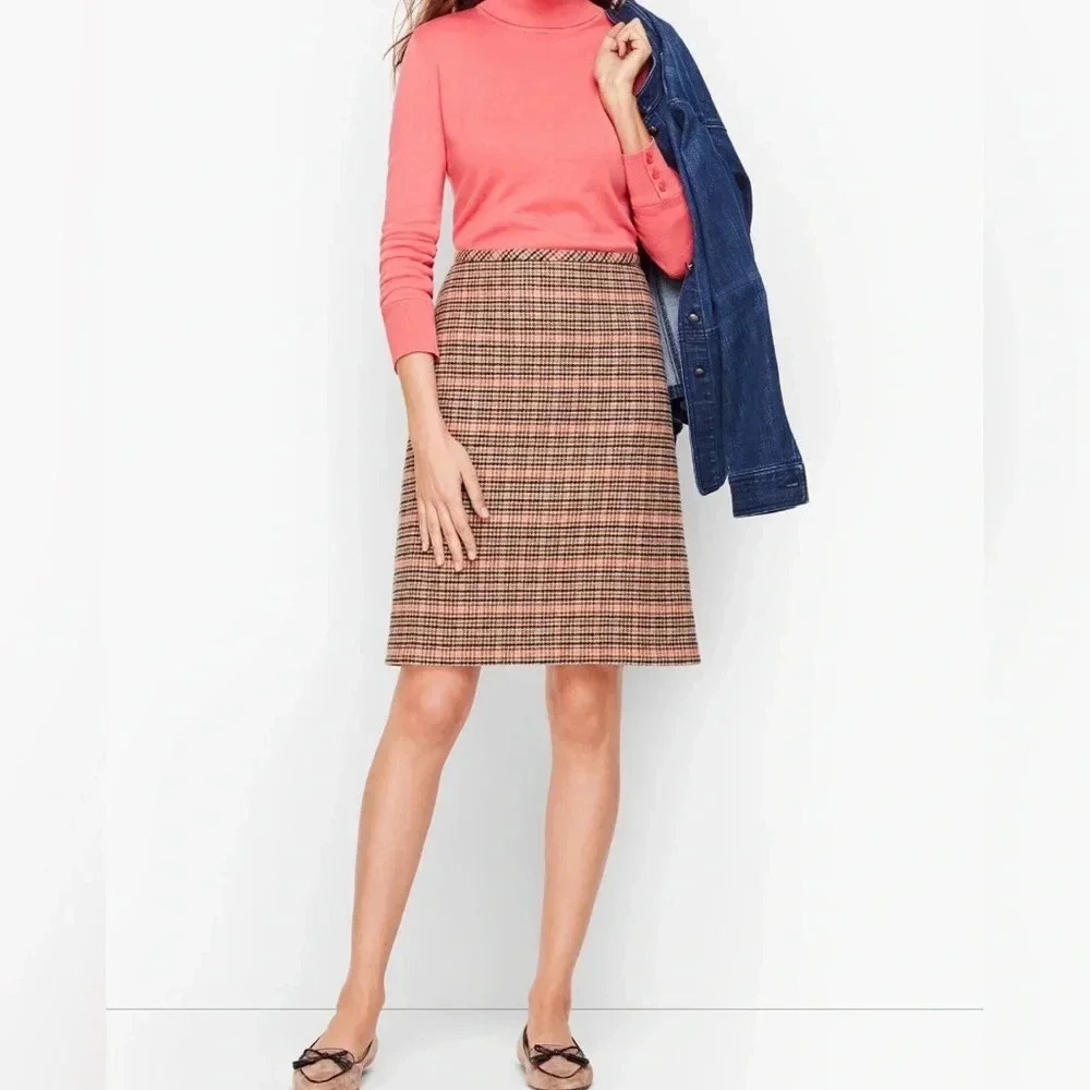 Talbots Multi Color Plaid Wool Zip Close A-Line Lined Mini Skirt Women’s 6 EUC